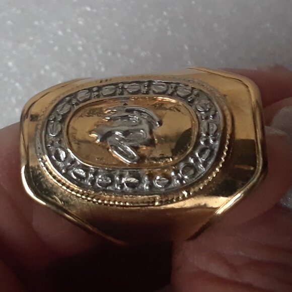 Vintage Gold Ring With Silver Accents - Picture 8 of 12